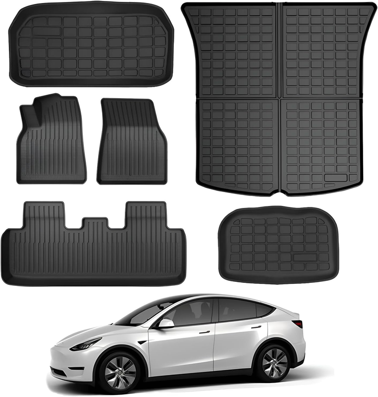 Floor Mats for Tesla Model Y 5-Seater 2020-2024 2025, All-Weather Cargo Liner Fl
