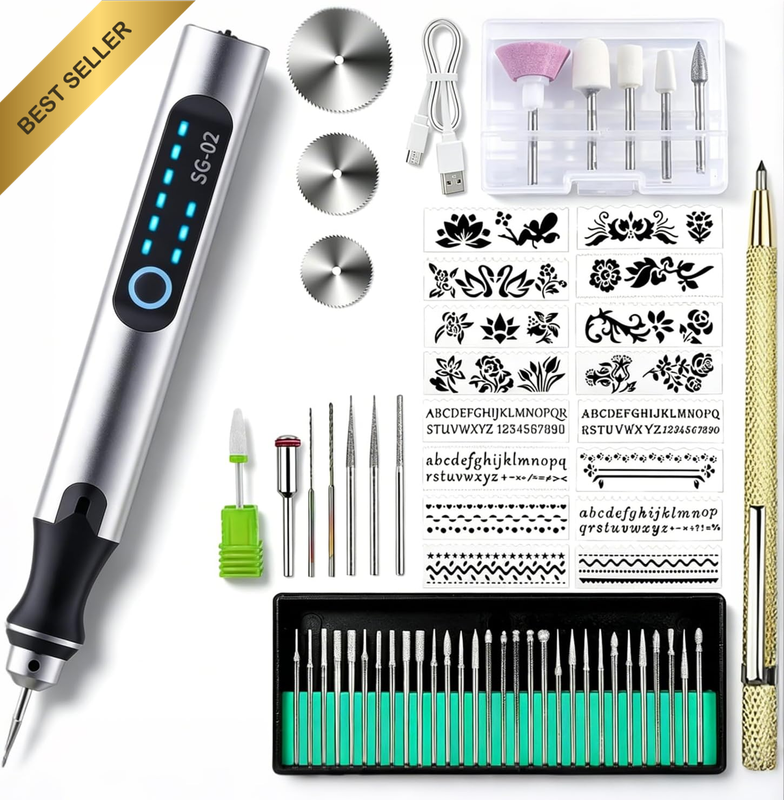 Rechargeable Engraving Pen Kit,Portablediy Rotary Engraved Tool | 3 Speed USB Re