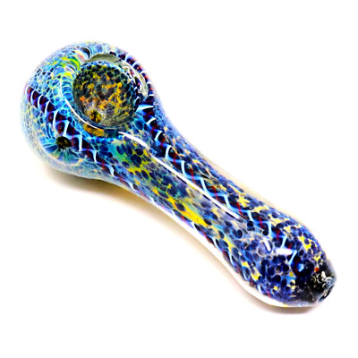 4.25'' Navy Blue Threaded Durable Glass Pipe Smoking Hand Pipes Type-B MB-0006