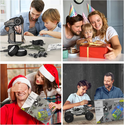 RC Building Car , STEM Building Toys DIY Car Building kit Scale 1:18 Children Bu