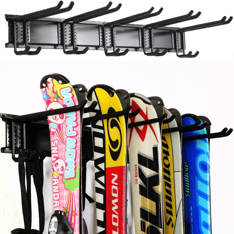 Ski Rack Wall Mounted for Garage Organizer, Ski Storage Rack for Home Shed Stora