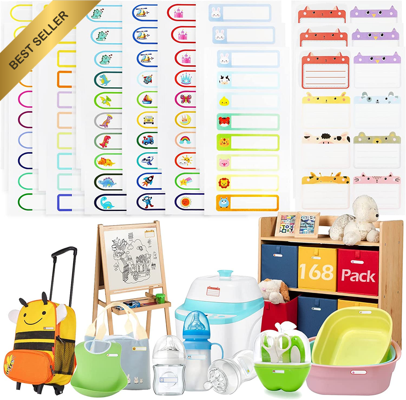 168 Pcs Baby Bottle Labels for Daycare, Tinabless School Name Labels for Kids Se