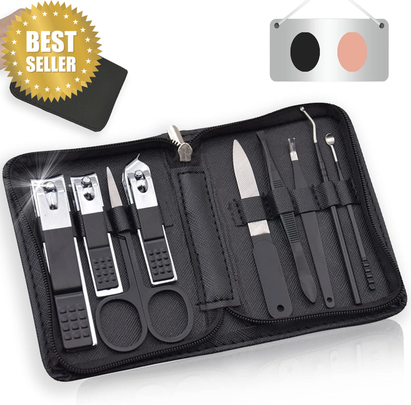 Nail Clippers Manicure Set | 9 in 1 Stainless Steel Professional Nail Care & Ped