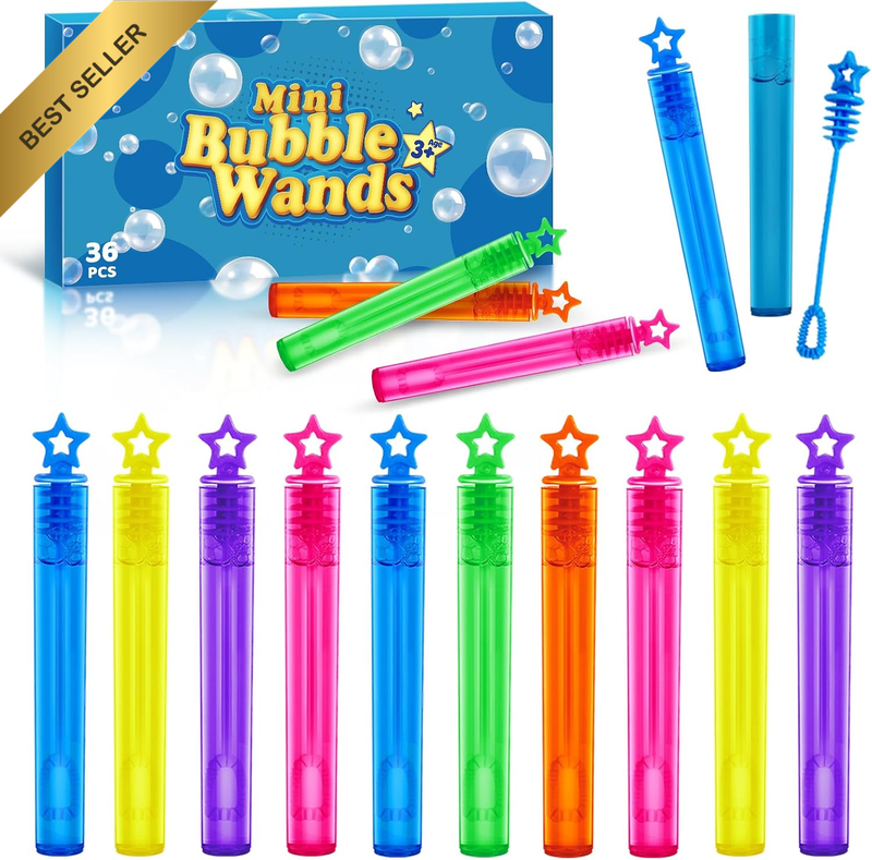 36 Pieces Mini Bubble Wands,Bubble Party Favors Assortment Toys for Kids,Themed