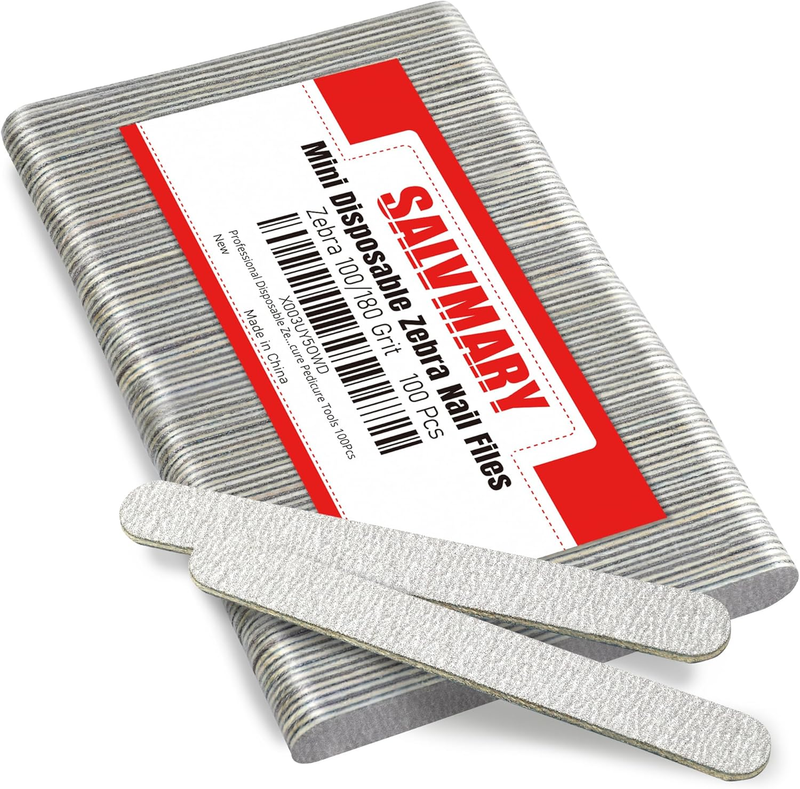 Professional Disposable Zebra Nail Files 100/180 Grit 5" Double Sided Emery Boar