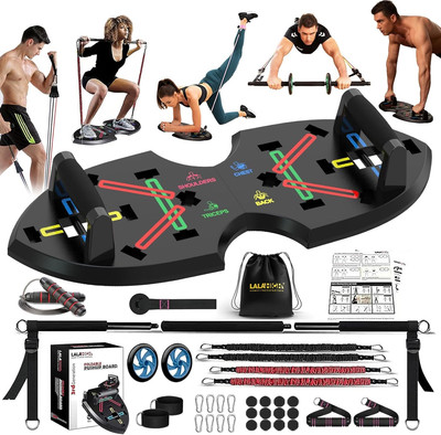 Upgraded Push up Board: Multi-Functional Push up Bar with Resistance Bands, Port