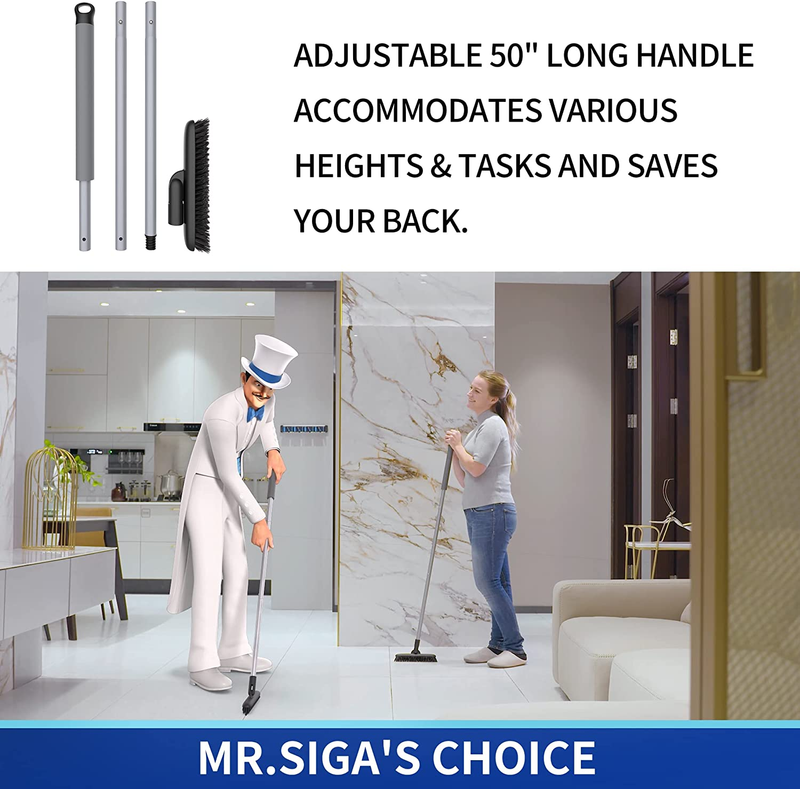 Grout Scrub Brush with Long Handle, Shower Floor Scrubber for Cleaning, Tile Scr