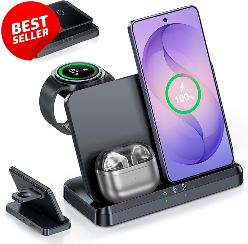 3 in 1 Wireless Charger Samsung S26 S25 Z Fold Flip Watch Foldable - US