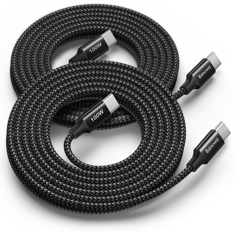 USB C to USB C Cable 100W [10FT 2-Pack], Type C Fast Charging Cord 5A for iPhone
