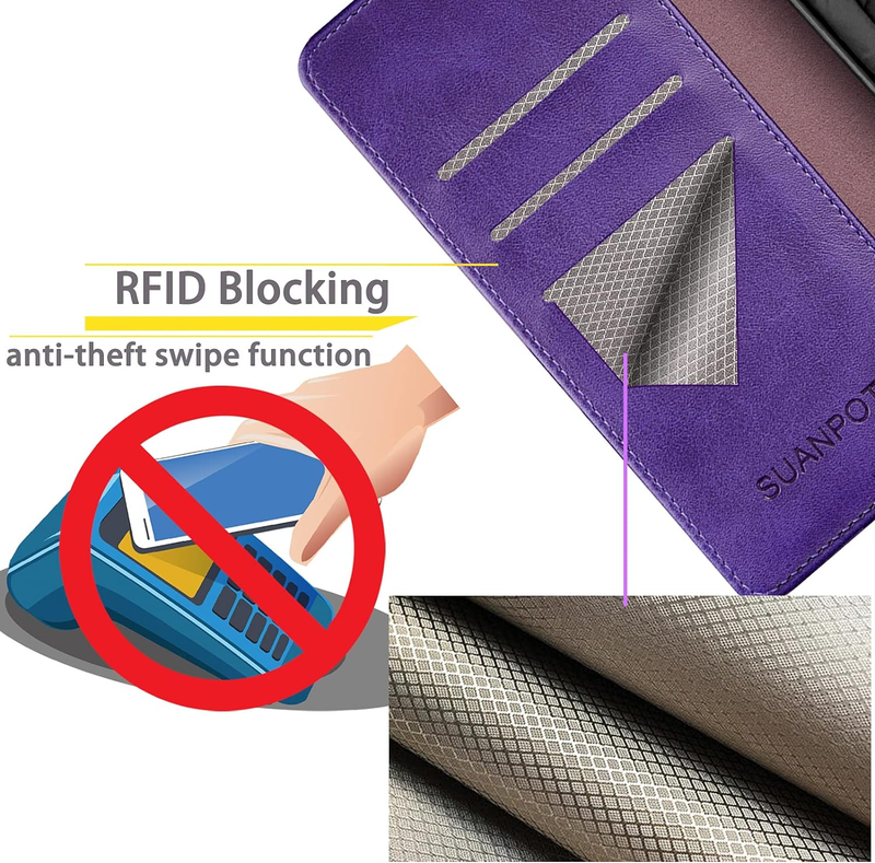 Compatible with Samsung Galaxy S25 Wallet case with RFID Blocking Credit Card Ho