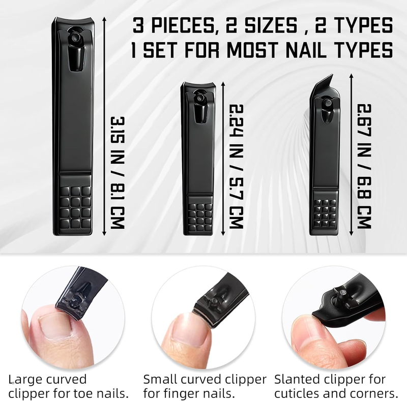 Nail Clippers Set, Fingernail Clipper Toenail Clipper for Women and Men, Black C