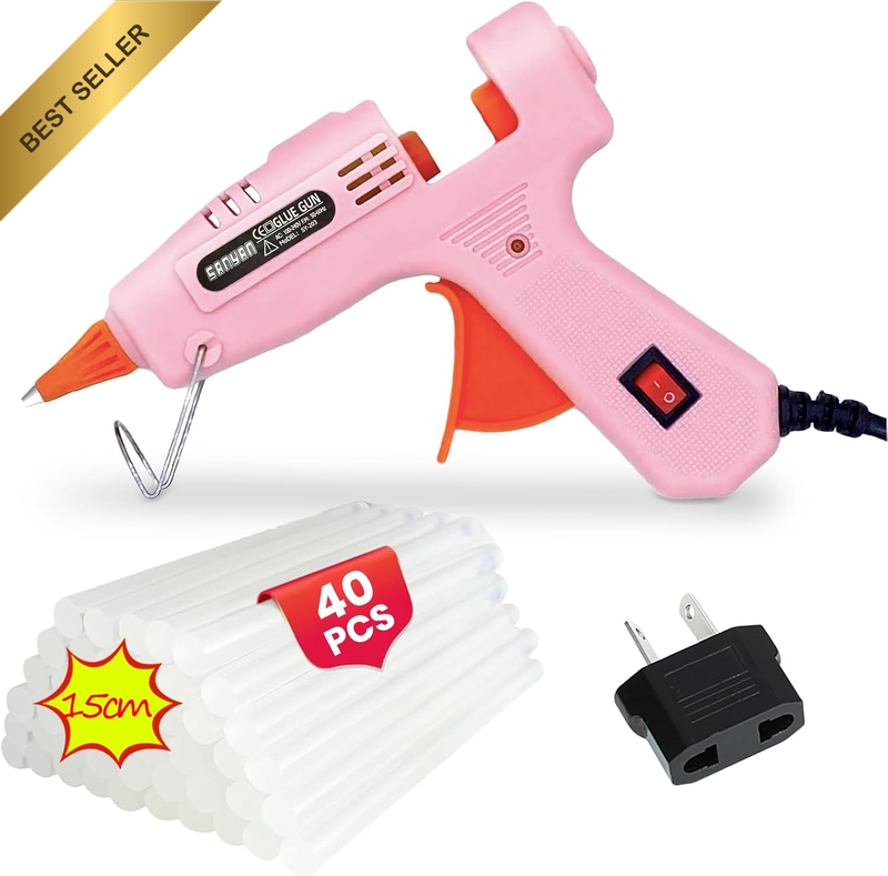 Mini Hot Glue Gun with 40 Glue Sticks(15Cm), 30W Fast Heating Glue Gun Kit with