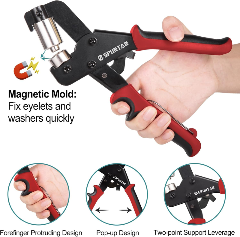 Grommet Tool Kit 3/8'' Handheld Grommet Kit Magnetic Eyelet Tool with 10mm Hollo