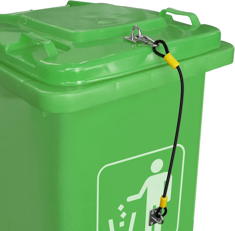 Universal Trash Can Lid Lock with Coated Steel Cable, 1 Pack