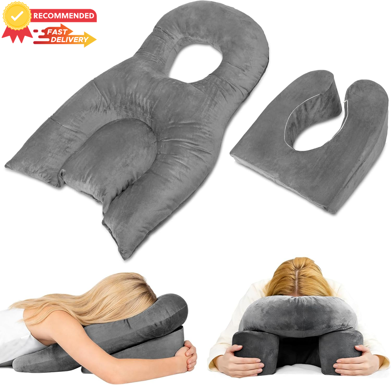Face Down Pillow for Eye Recovery, BBL Support, Prone Massage Pillow, Grey