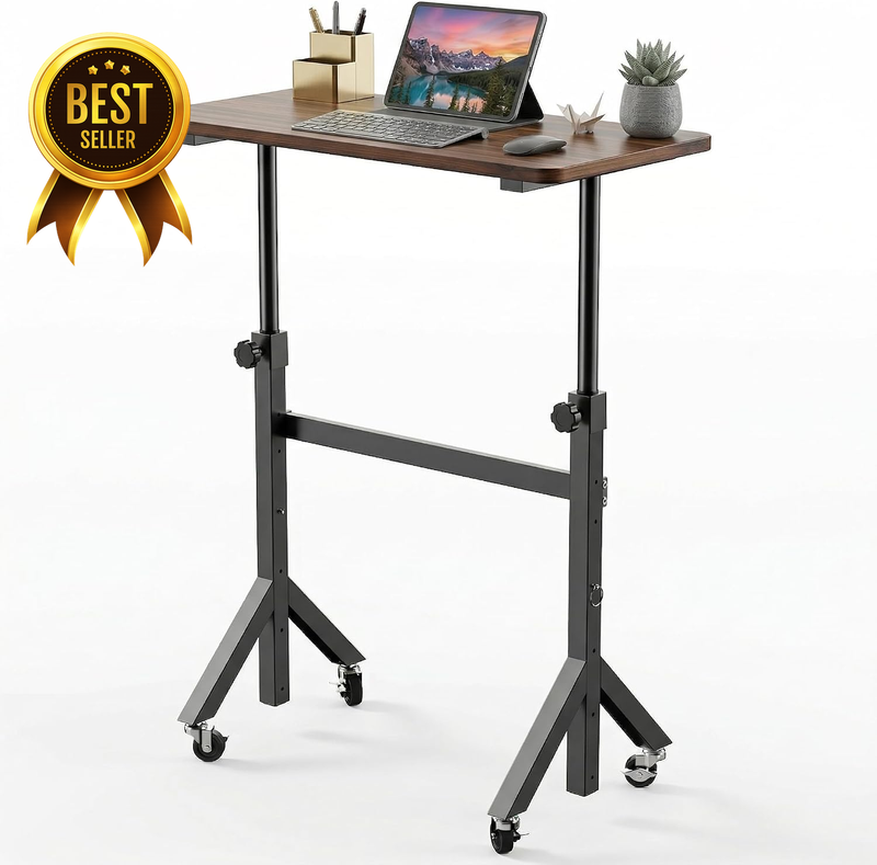 28-46-Inch Mobile Rolling Small Adjustable-Height Standing Desk