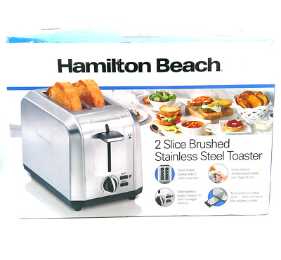 Hamilton Beach 2-Slice Brushed Stainless Steel Toaster 22714G New