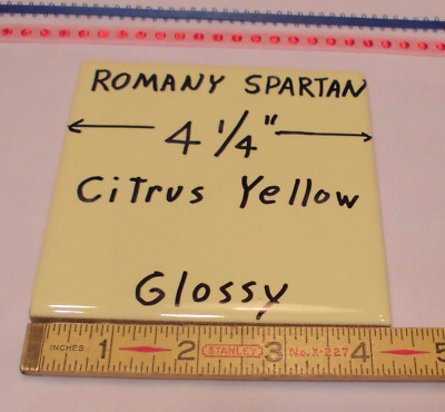1pc. *Citrus Yellow * 4-1/4'' Glossy Ceramic Tile by Romany Co. Made 1940's -50's