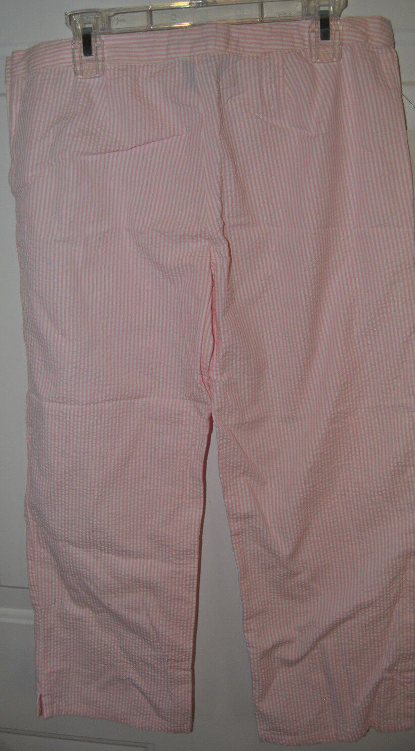 NEW GIRLS CHAP'S PINK AND WHITE STRIPED COTTON CAPRI'S PEDAL PUSHERS. SIZE 16