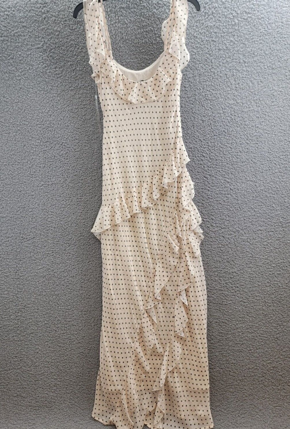 Speechless Scoop-Neck Ruffled-Chiffon Maxi Dress Juniors' M Cream/Black Side Zip - Picture 9 of 15