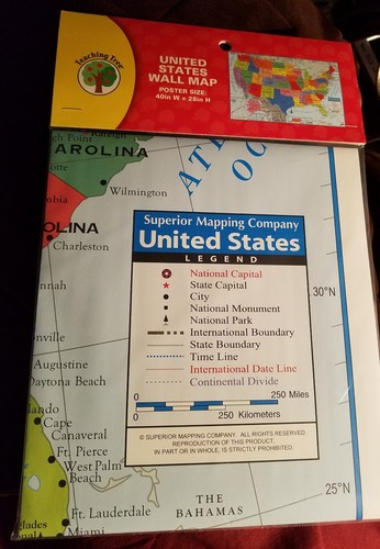 Wall Map United States Capitals  National Monuments & Parks  40