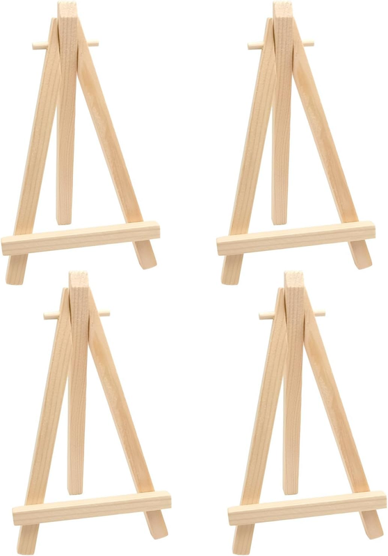4pcs Mini Pine Wood Easels Desk Display Small Easel Triangle Frame Wedding Table