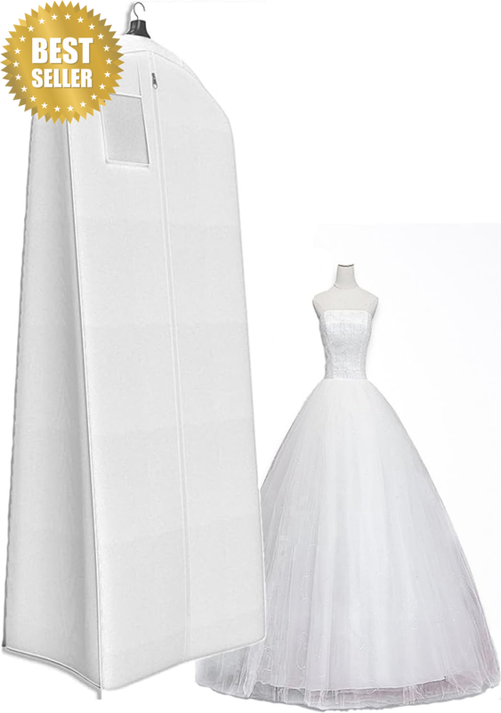 71 Inch Wedding Dress Garment Bag, Breathable Bridal Dress Garment Cover, Travel