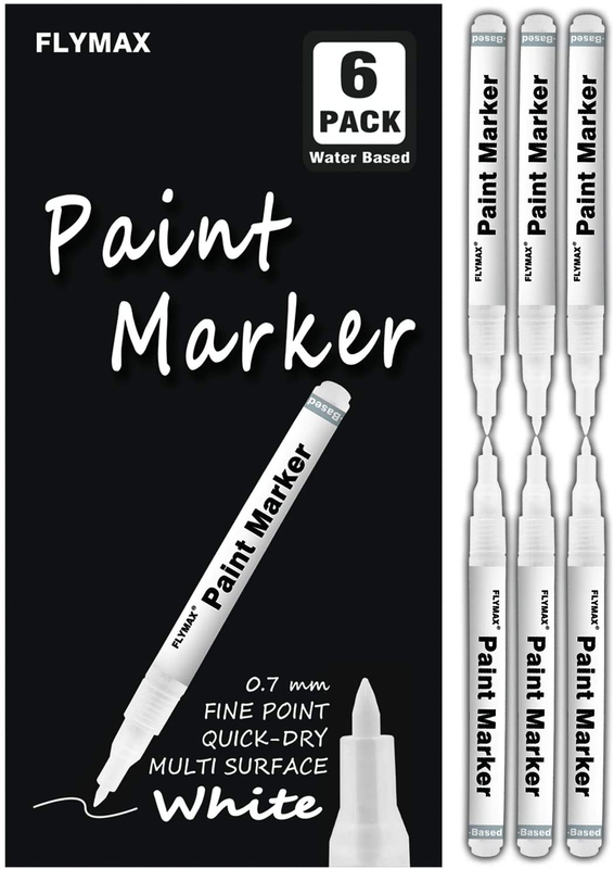 Acrylic White Paint Pen, 6 Pack 0.7Mm Permanent Marker  for Wood Rock Plastic
