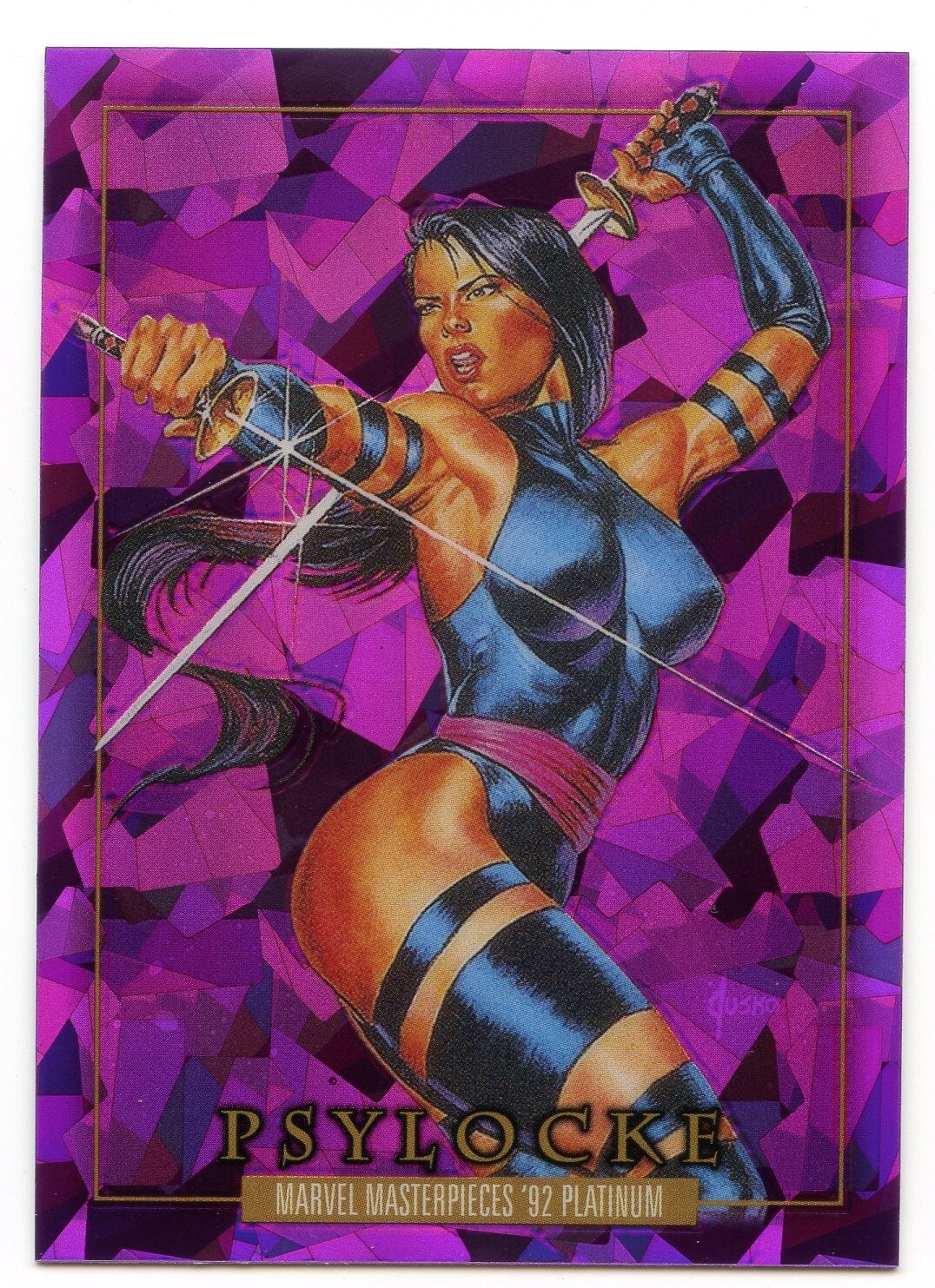 シングルカード Marvel Masterpieces 92 Psylocke Holofoil 2024 Marvel Masterpieces 1992 Platinum Purple Crystals Card