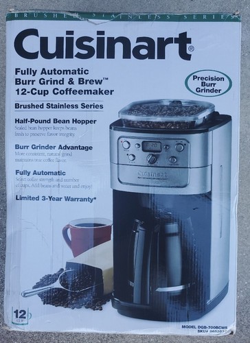 Cuisinart Burr Grind And Brew 12 Cup Automatic Coffee Maker, Glass Carafe  O.BOX