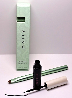 X2 Mally Pro-Tricks Liquid Eyeliner in Black with Brush, Full Size - New in Box