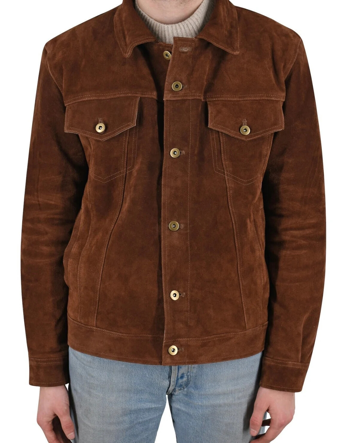 【SPERONE】25SS★ Vegan Suede Trucker Jacket Men's Suede Trucker Jacket - Mott & Bow