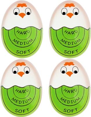 4 Pack Color Changing Egg Timers and Holder for Soft and Hard Boiled Eggs
