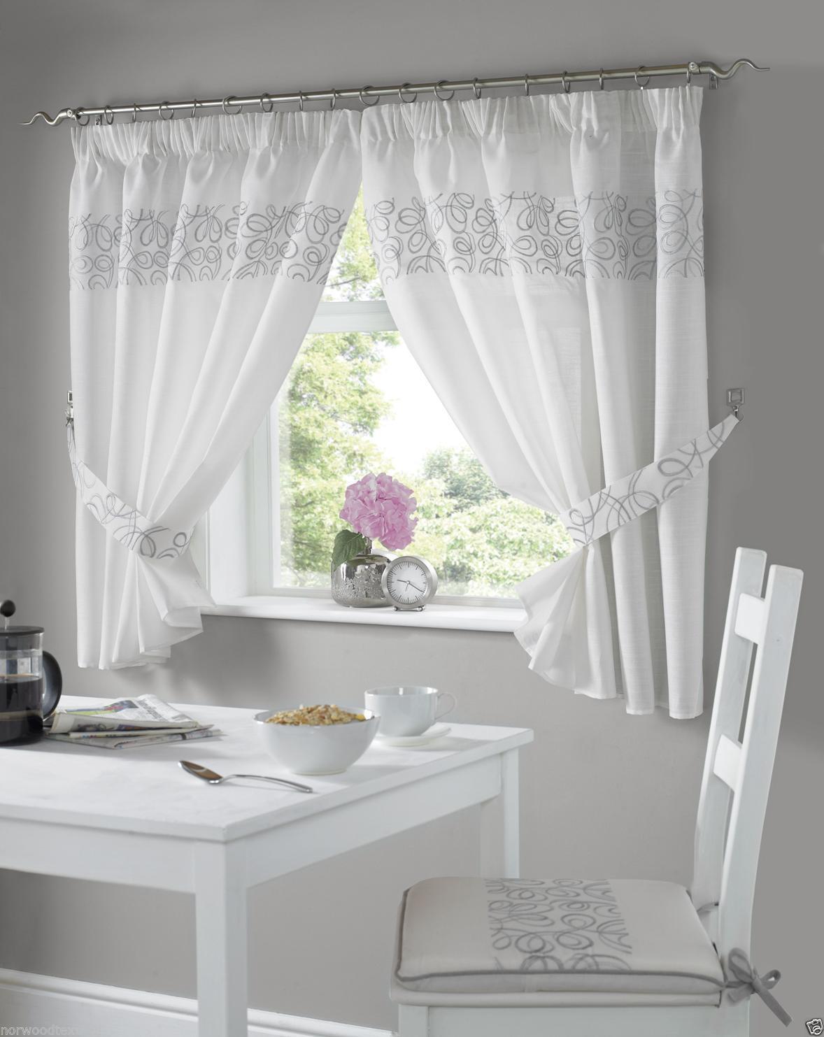 Kitchen Window Curtains Ready Made Inc Tie Backs (Pelmet Sold