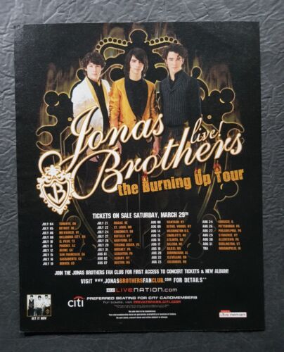 Jonas Brothers The Burning Up Tour Promo Print Advertisement