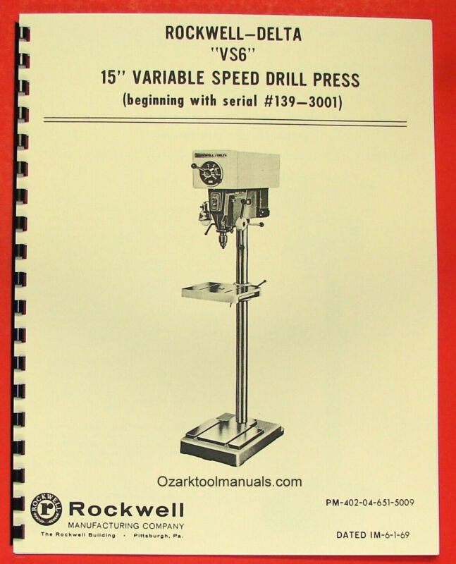ROCKWELL-DELTA 15" VS6 Variable Speed Drill Press New Owner