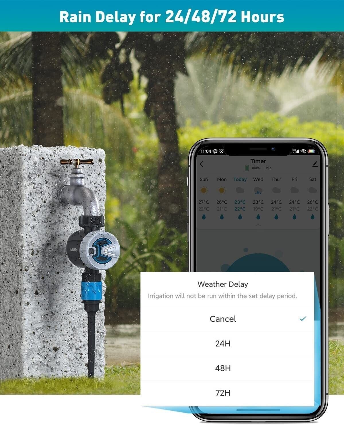 RAINPOINT Sprinkler Timer WiFi Water Timer, Smart Wireless Hose Faucet Timer ...