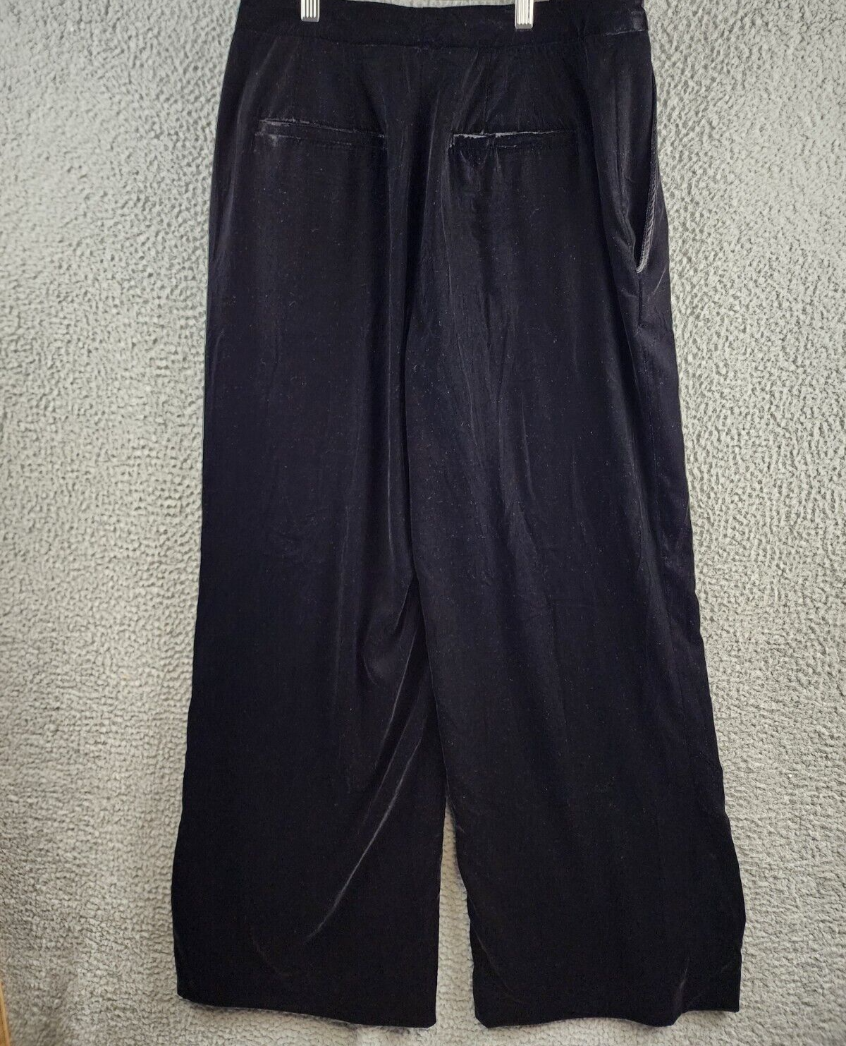 Lauren Ralph Lauren Velvet Wide Leg Pants Womens 10 Black Zip Hook & Bar Closure - Picture 12 of 14