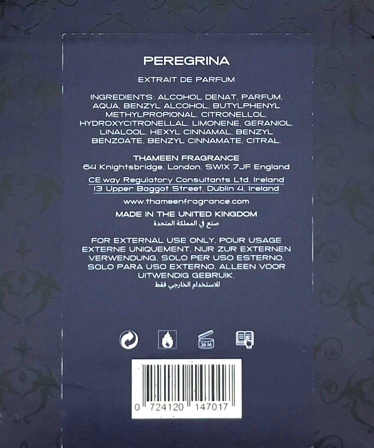 THAMEEN PEREGRINA EXTRAIT DE PARFUM SPRAY UNISEX 1.7 Oz / 50 ml BRAND NEW ITEM!