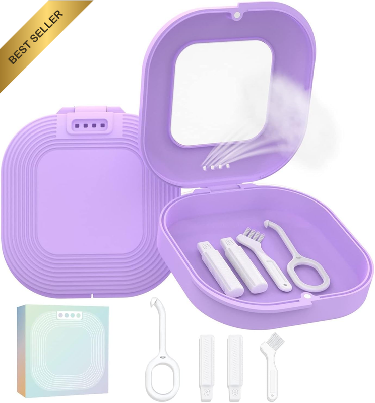 Retainer Case with Mirror & Adjustable Vent Holes – Slim Aligner Case Compatible