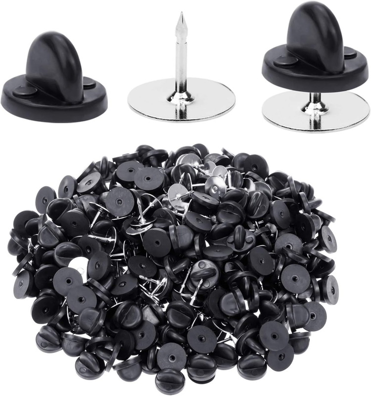 400Pcs PVC Rubber Pin Backs Butterfly Clutch Pin Tie Tacks Bla...