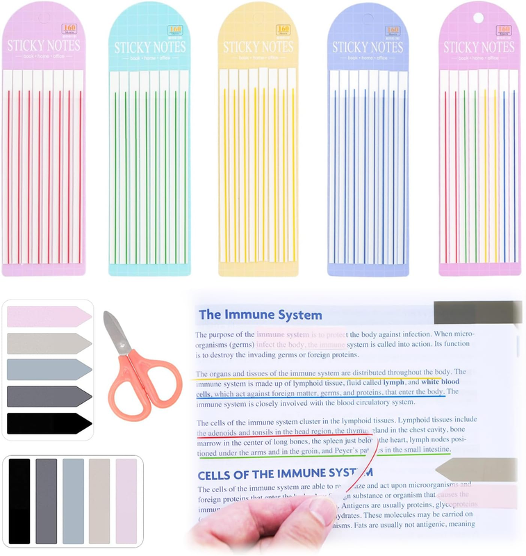 1000Pcs Transparent Highlighter Tape Reusable - Clear Sticky Tabs for Annotating