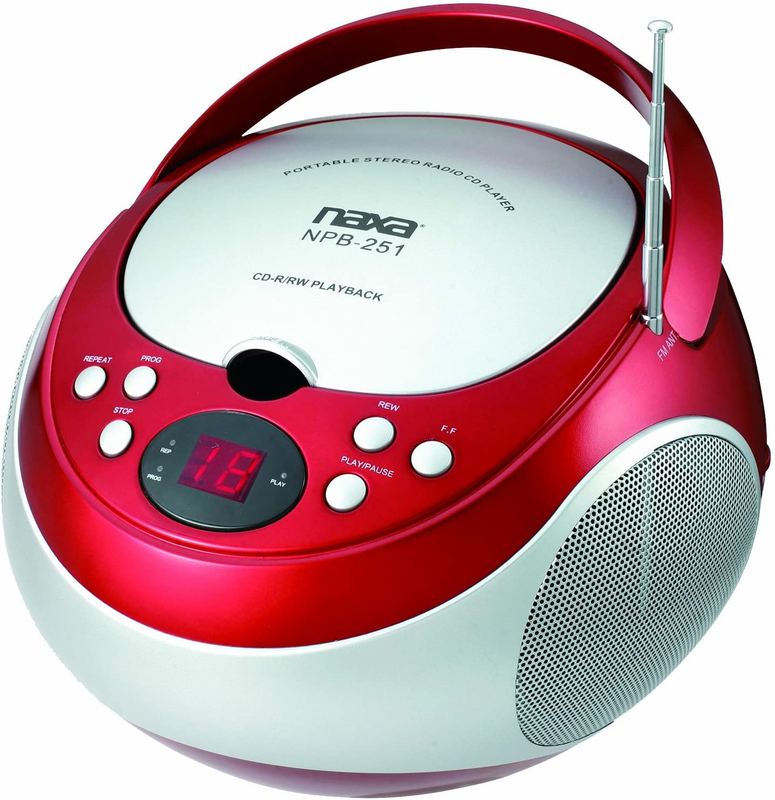 NAXA Electronics NPB-251RD Portable CD Player with AM/FM Stereo Radio Red