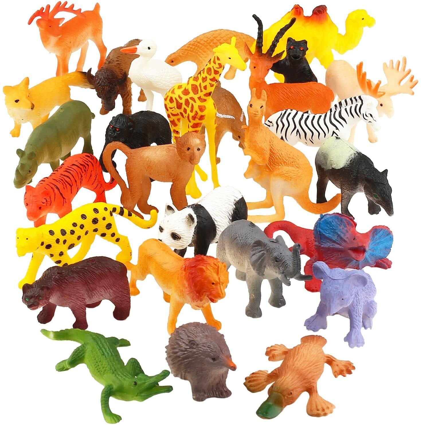 Animal Toy, 32 Pack Mini Wild Plastic Animals Models Toys Kit, Jungle Realistic $12.99 | Grelly