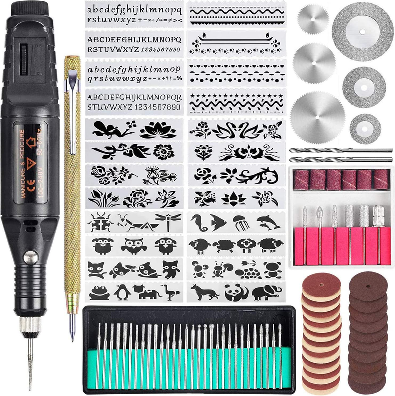 108 Pcs Engraving Tool Kit Multi-Functional Electric Corded Etching Pen DIY Tool
