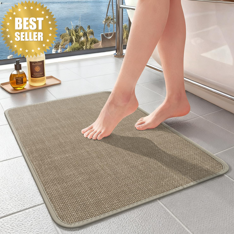 Super Absorbent Bath Mat,Quick Dry Shower Mat,Machine Washable Rubber Backed Bat