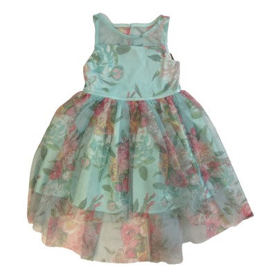 

Платье Zunie Girl с цветочным принтом для особых случаев Hi-Lo Mesh Overlay Dress, Aqua floral