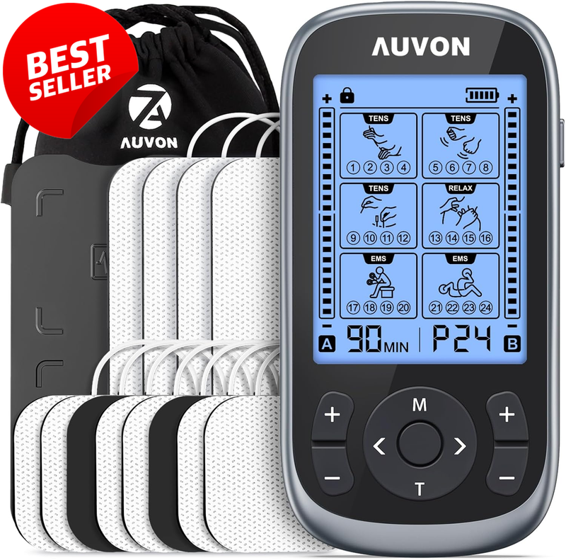 3-in-1 TENS Unit Muscle Stimulator EMS Massager 24 Modes Rechargeable 12 Pads US