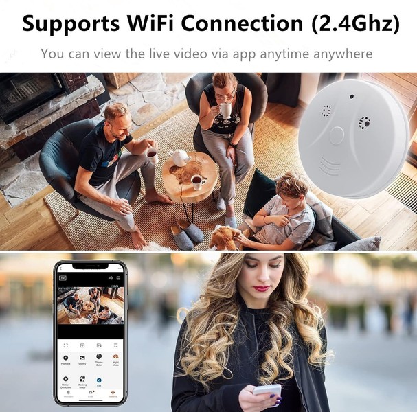 TANGMI Hidden Camera Smoke Detector 1080P HD Wireless WiFi Camera Video Small... - Image 8