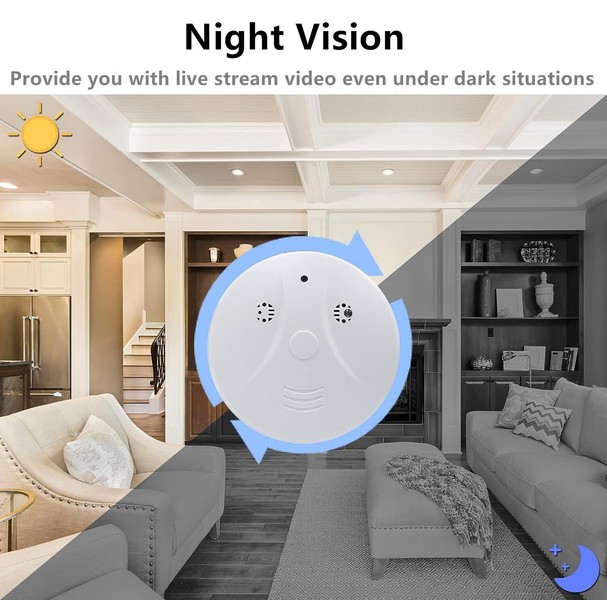 TANGMI Hidden Camera Smoke Detector 1080P HD Wireless WiFi Camera Video Small... - Image 7